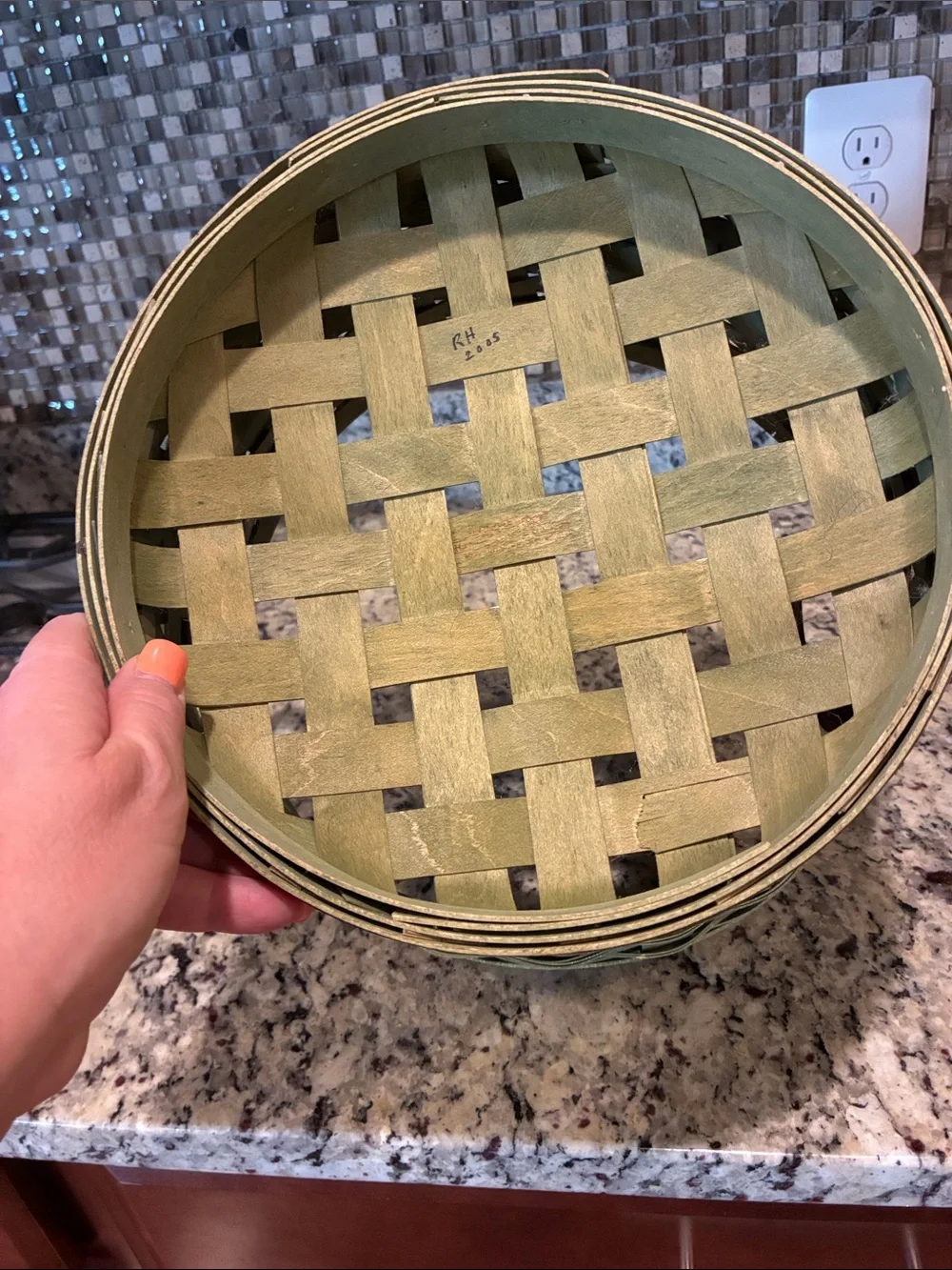 Green Woven Accent Basket -